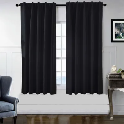 Produktbild von 2er Set Verdunkelungsvorhänge 100% Verdunkelung HxB 175x140 cm Schwarz »BOSTON Dark« mit Multibandaufhängung, 2023600-2