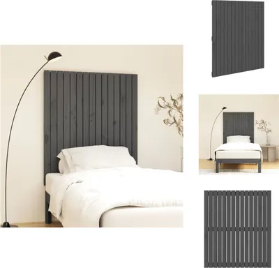 Image de vidaXL Tête de lit murale Gris 95,5x3x110 cm Pin massif - Tête & Pieds de lit