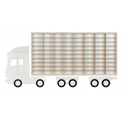 Produktbild von ArtTwist Modellauto Vitrine - Sammlervitrine Holz  zu 80 Fächen - Organisation Schaukasten für Autos Hängend 78,5cm x 40cm x 4cm - Setzkasten Holz für Wanddeko und Organisation (LKW 006BL)