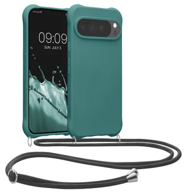 Produktbild von kwmobile Necklace Case kompatibel mit Google Pixel 10 Pro XL Hülle - Cover mit Kordel zum Umhängen - Silikon Schutzhülle Petrol