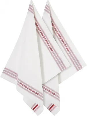 Produktbild von küchentuch 65x70 cm Baumwolle/Leinen weiß/rot 2 Stück