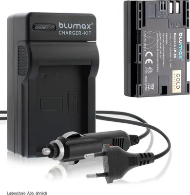 Produktbild von 1x Akku + Lader für Canon LP-E6 EOS R5 R6 5DS 90D 7D  LP-E6N 2040 mAh (7,4V)
