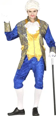 Immagine prodotto di Marchese costume carnevale nobile rococò frac blu oro uomo, taglia: 52 - 54 (L) colore: blu