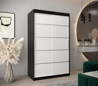 Obrázek produktu pro Šatní skříň ENNI - šířka 120 cm, černá / bílá