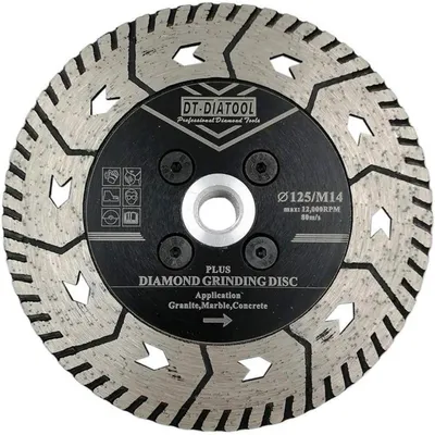 Productafbeelding van Diamantzaagschijf 125 mm met M14-aansluiting, geschikt voor het zagen en slijpen van beton, graniet, marmer en steen