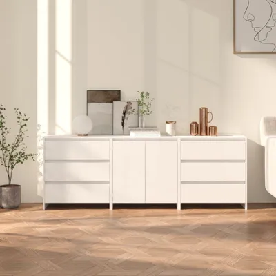 Obrázek produktu pro vidaXL 3-dílný příborník Bílý dřevěný materiál