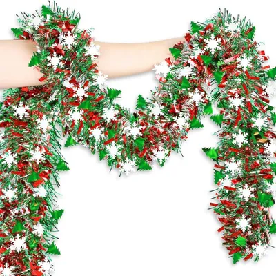 Lametta-Weihnachtsgirlande, 2 m, rot, 9 cm Ø, für Dekoration
