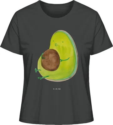 Produktbild von Mr. & Mrs. Panda Damen T-Shirt Avocado Pfeifen Größe S - Anthrazit - Geschenk, Oberteil, Shirt Mit Print, Basic, Diät, Kurzarmshirt, Schwanger, Abnehmen