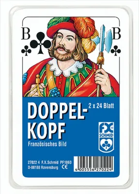 Produktbild von 2 x 24 Blatt Ravensburger Spielkarten Doppelkopf Französisches Bild Etui 27022