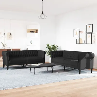 Produktbild von ZMH 2-tlg. Sofagarnitur Schwarz Stoff