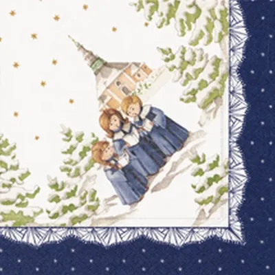 Produktbild von 20 Servietten Sternensinger  - Kurrende  in Weihnachtsbordüre 33x33cm