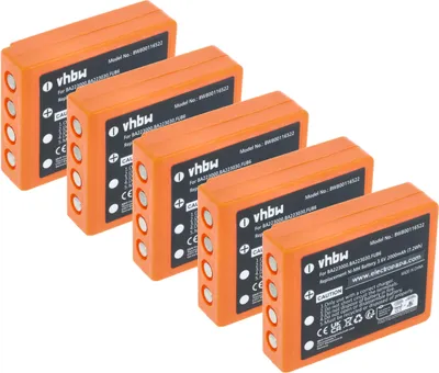 Produktbild von vhbw 5x Akku kompatibel mit HBC Radiomatic Eco, Linus 6, Keynote,, Linus 4, Micron 4 Industrie-Funkfernsteuerung Fernbedienung (2000 mAh, 3,6 V, NiMH)