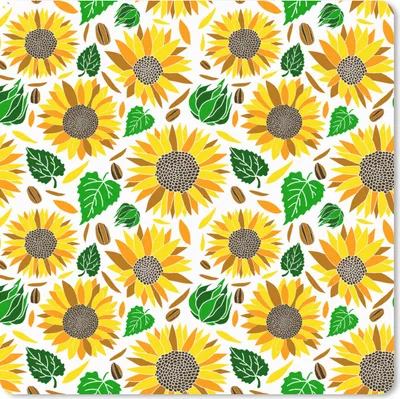 Produktbild von MuchoWow® Mauspad Mousepad Sonnenblume - Blätter - Muster 20x20 cm - Mousepads - Maus Mat - Pad - Mausunterlage - Desk Mat - Bureauartikeln