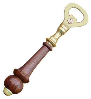 Produktbild von Flaschenöffner, Messing mit Holzgriff, 18 cm