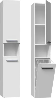 Produktbild von Badezimmerschrank NEL III Säulenregal weiß mit Korb
