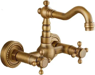 Obrázek produktu pro Kuchyňská baterie, nástěnná, mosazná, otočná o 360°, ideální pro umyvadlo a vanu