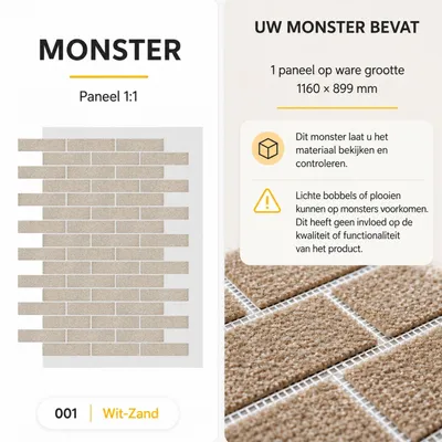Productafbeelding van AMK Monsterpaneel – Baksteenlook met Natuurlijk Marmorsplitt – 1 Paneel (ca. 0,9 m²) – Voor Binnen & Buiten – 001 Wit-Zand