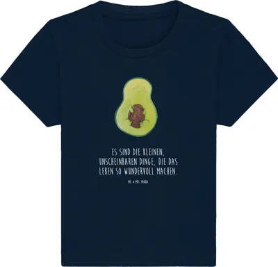 Produktbild von Mr. & Mrs. Panda  T-Shirt Avocado Kern 0. - 6. Monat - French Navy - Geschenk, Wunder, Babyshirt, Baby Shirt, Organic, Liebe, Pflanze, Öko