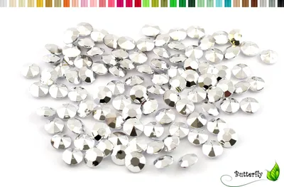 Produktbild von 100 Dekosteine Diamanten 12mm, Farbe:Silber metallic 012MET
