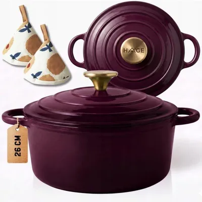 Obrázok produktu pre Smaltovaný liatinový hrniec 26 cm 5 l HAGE baklažán