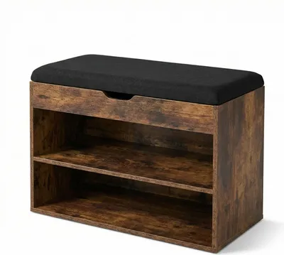 Obrázok produktu pre Biela skrinka na topánky s lavicou VAULT, 60 x 30 x 47 cm – hnedá