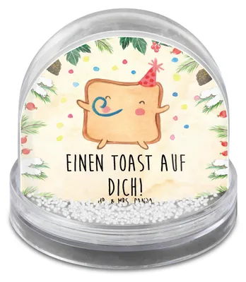 Produktbild von Mr. & Mrs. Panda Schneekugel Weihnachten Toast Party - Naturpapier - Geschenk, Valentinstag, Hochzeitstag, für Frauen, Freundin, schnee kugel, dekoartikel, Weihnachts