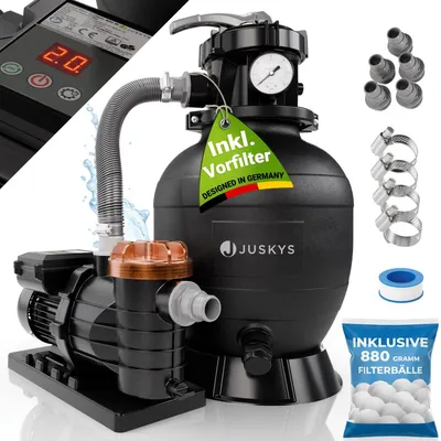 Produktbild von Juskys® Sandfilteranlage 400W- Poolfilteranlage mit Timer-Funktion & Pre-Filter