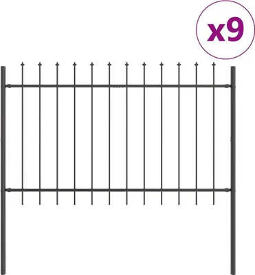 Produktbild von "SALE 2026" Gartenzaun 9er Set,multifunktional& Moderne - Grau 15,3 x 1 m Pulverbeschichteter Stahl - Metallzäune DE9935603