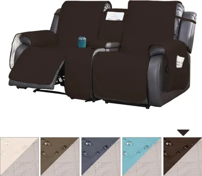 Produktbild von Sesselschoner 2 Sitzer Relaxsessel Universal Wasserdicht Reversibel Gesteppte Gepolsterter Sofaschutz Rutschfest Sesselauflage Sofaüberwurf, Braun