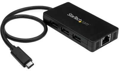 Image de StarTech.com Hub 3 ports USB 3.0 avec USB-C et Gigabit Ethernet - réseau inclus