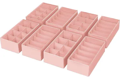 Produktbild von Schubladen Organizer 8er Set 30 x 15 x 9 cm Rosa Ordnungssystem für Kleiderschrank Socken Wickelutensilien