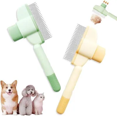 Produktbild von Famanu Set von 2 Selbstreinigenden Flohkämmen für Katzen und Hunde - Praktisch und Effizient