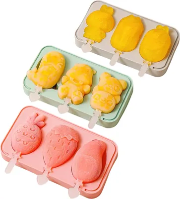 Produktbild von Eisform Silikon 3 Stück, Leicht Entfernbar, BPA-Frei Für DIY-Eis Am Stiel Und Fruchteiswürfel