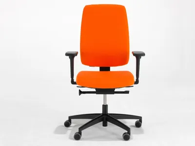 Produktbild von Ergonomischer Bürostuhl mit Armlehnen & Rollen, Schreibtischstuhl Stoff Orange