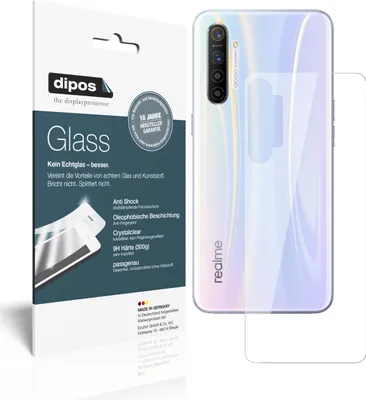 Produktbild von 2x Schutzfolie für Oppo Realme XT Rückseite - Anti-Shock 9H Folie dipos Glass Kunststoffglas