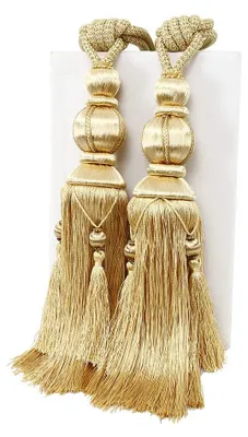 Produktbild von 2 Raffhalter für große Vorhänge, goldene Quasten