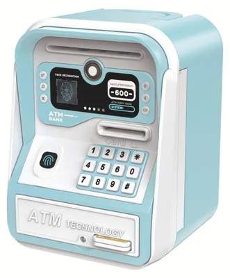 Obrázok produktu pre ZELUEXX Deti, bankomat s rozpoznávaním tváre a heslom, hračka – bankomat pre deti, darčeková myšlienka, modrá