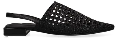 Produktbild von Damen Sandalen aus schwarzem Leder, perforiert, Modell Lumena Pro, Slingback-Stil, bequem, lässig
