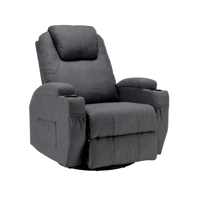 Image de Fauteuil de massage électrique GIHAUVIA avec fonction de massage et de chaleur, fauteuil de détente avec porte-gobelet, télécommande et poche latérale, fauteuil TV gris