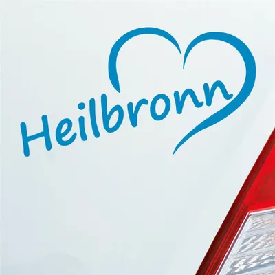 Produktbild von Auto Aufkleber Heilbronn Herz Stadt City Liebe Love Heart 15x8 cm Hellblau Sticker Heckscheibenaufkleber