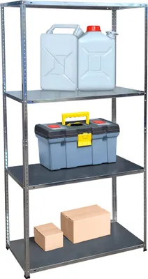Image de Étagère de rangement Relaxdays, acier galvanisé, L x P x H 180 x 90 x 40 cm, 160 kg, 4 niveaux, cave et garage, étagère pour charges lourdes, argent