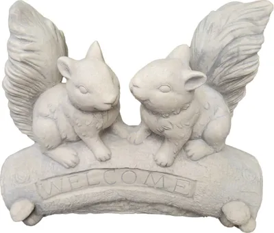 Produktbild von Schönes Eichhörnchen Pärchen aus Steinguss perfekt für den Garten die Terrasse oder die Eingangstür ist Frostfest Witterungsbeständig und Neu 34cm H, PO-2191