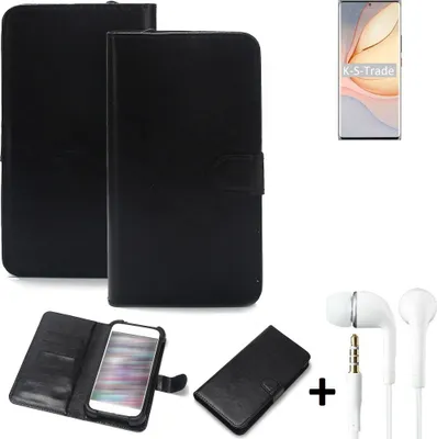 Produktbild von K-S-Trade Wallet Case Handyhülle kompatibel mit nubia Z40 Pro Schutzhülle Flip cover Flipstyle Tasche Hülle Flipcover Slim Bumper schwarz + in ear