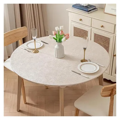 Obrázok produktu pre Okrúhla obrus, priemer 90 cm, béžová, polyester, vodeodolná, ochrana proti škvrnám
