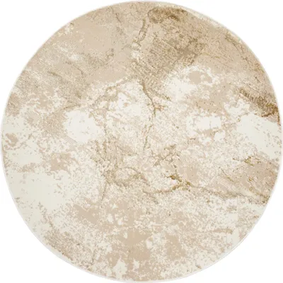 A round rug with a marble-like pattern.