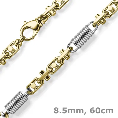 Produktbild von 8,5mm Monte Carlo Kette Halskette 750 Gold Gelbgold Weißgold massiv bicolor 60cm