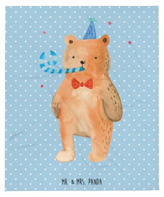 Produktbild von Mr. & Mrs. Panda Tagesdecke Bär Geburtstag - Blau Pastell - Geschenk, Bettdecke, Glückwunsch, Sofaüberwurf, Alles Gute, Plaid, Happy Birthday, Kuscheldecke, Teddy