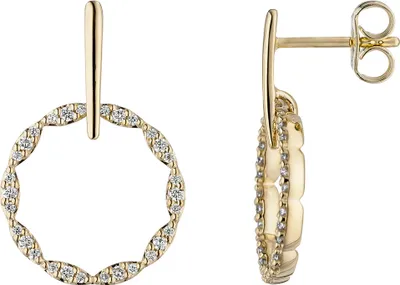 Produktbild von Ohrhänger Hängerstecker Kreis mit 60 Brillanten 585 Gold Gelbgold Ohrringe Damen