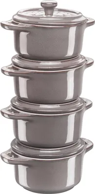 Obrázek produktu pro Staub mini cocotte round 4 ks. - 200 ml 40508-160-0 antická šedá