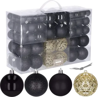 Produktbild von Springos® Weihnachtsbaumkugeln Kunststoffkugeln 100 Stück Baumkugeln Weihnachtsdeko Weihnachten Weihnachtsdekoration (Schwarz-Gold)